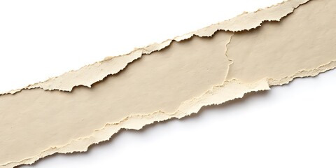 Poster - Torn paper edge isolated on white background, Beige Paper with Ripped Textured Edge