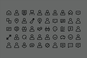Poster - Collection of diverse user profile and interface icons for digital applications and websites