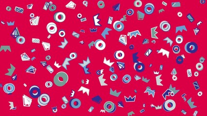 Wall Mural - Abstract pattern of circles diamonds and squares. Abstract seamless memphis loop video for presentation, intro, outro, and social media.
