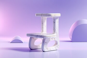 Aufkleber - Stylish modern chair design showcased in a pastel backdrop with geometric shapes and soft lighting effects