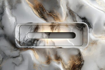 Poster - Elegant marble design featuring a sleek rectangular inset with soft lighting for a modern home decor aesthetic