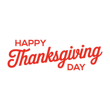 Happy Thanksgiving lettering card, white background.