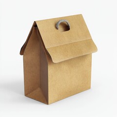 Poster - Folded brown paper bag with a handle.