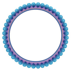 Poster - Decorative Circular Frame with Blue and Purple Shell Patterns for Elegant Designs and Creative Projects Transparent background or png
