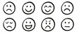 © Helga - Hand drawn doodle emoticons set. Chalk or marker style faces with various expressions isolated on transparent