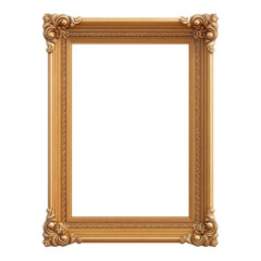 Poster - Ornate Gold Picture Frame with Intricate Details, Perfect for Displaying Artwork or Photography in Elegant Settings Transparent background or png