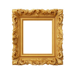 Poster - Ornate Golden Frame with Intricate Carvings for Artistic Displays and Photograph Presentations Transparent background or png