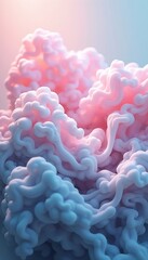 Aufkleber - Artistic rendering presents pastel blue and pink fluffy structures with soft and whimsical aesthetics