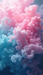 Aufkleber - Abstract render displaying a dreamy blend of pink and blue hues, like puffy clouds, creating a soft, whimsical atmosphere.