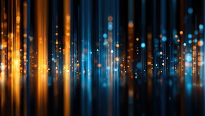 Fototapete - Abstract blue/gold lights, streaming, blurring, festive use