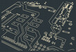 © blacklight_trace - Circuit board blueprint close up