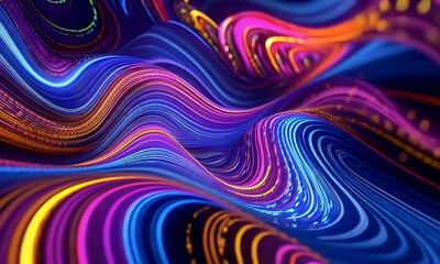 Poster - A visually stunning abstract background featuring vibrant neon colors and intricate patterns, creating an enchanting display of light 