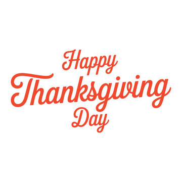 Happy Thanksgiving lettering card, white background.