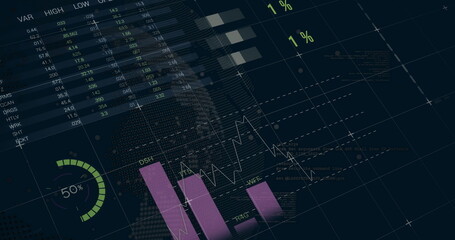 Poster - Displaying dark interface showing data on virtual dashboard, with numeric table and progress gauge