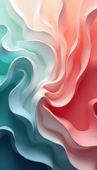 Aufkleber - A mesmerizing blend of teal and coral hues creates a swirling abstract background