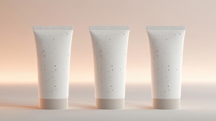 Poster - Three blank cosmetic tubes against a muted background.