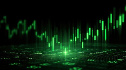 Poster - Abstract financial chart graph with green candle sticks