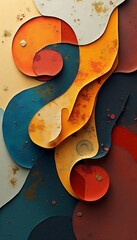 Aufkleber - A modern abstract art design features fluid shapes and dynamic colors in a creative pattern