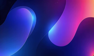 Fototapete - Beautiful abstract background with a blue and purple gradient, simple shapes and lines, smooth curves, glowing light effects, vector illustration, 