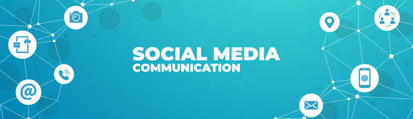 Fototapete - mobile communication, social media concept - vector illustration.