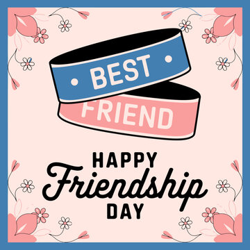 Happy Friendship Day Celebration Poster Banner Vector Illustration with Typography and Colorful Elements
