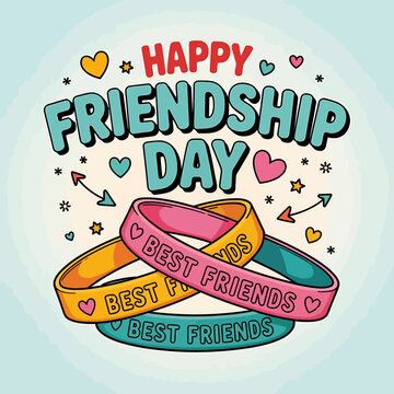 Happy Friendship Day Celebration Poster Banner Vector Illustration with Typography and Colorful Elements