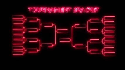 Poster - Animation of neon glowing team Tournament bracket templates isolated on black background . team tournament bracket championship template flat style design neon light isolated on black background.