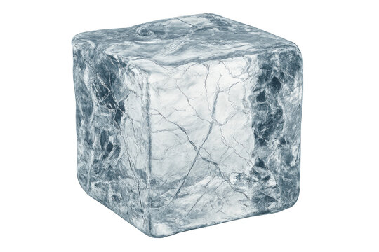 Translucent ice cube melting, photorealistic 3d rendering against clear background, highlighting beverage cooling effect