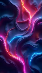 Aufkleber - The neon lines create an abstract and futuristic design with vibrant red, blue, and purple colors
