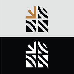 Poster - An abstract window design with geometric patterns and an arrow, creating a modern and stylish architectural element