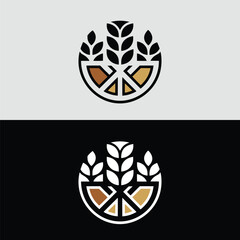 Poster - A modern wheat and citrus logo design features stylized wheat stalks emerging from a segmented citrus fruit, representing agriculture and freshness