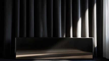Poster - Dark drapes and a modern console table.