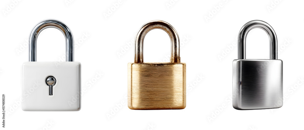 Set of lock icons isolated on transparent background, in PNG format ...