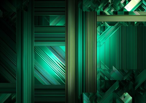 Emerald geometric abstract with linear details