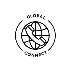 - Global Connect Logo Emphasizing Communication and Worldwide Reach Through the Phone System