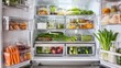 © Diego - Open refrigerator full of fresh healthy food storing in glass containers