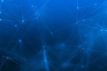 Fototapete - Abstract Blue Network: A Visual Representation of Connectivity, Data, and Futuristic Technologies Connecting Nodes for a Seamless System.