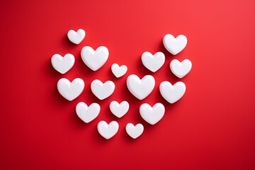 Poster - White hearts forming a bigger heart on a red background, perfect for valentine's day projects
