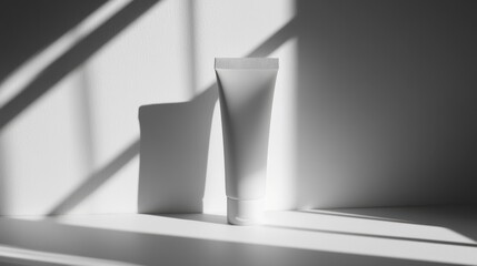 Poster - Blank white cosmetic tube on a white surface.