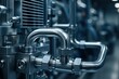 © Thitiporn - Metallic Precision: Industrial machinery, a close-up capturing the intricate system of pipes and components. Explore the design, textures.