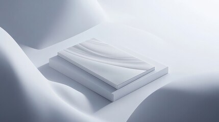 Poster - White book-like object displayed on a pedestal.