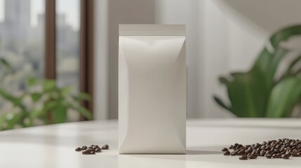 Poster - Blank white paper packaging mockup for coffee beans.