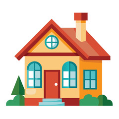 Aufkleber - Stylized silhouette of a house with a prominent roof isolated on white background
