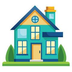Aufkleber - Stylized house silhouette graphic with vibrant color elements isolated on white background