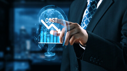 Poster - Cost reduction and cost saving through digital transformation, business cost optimization, operational cost reduction, financial savings, and resource efficiency strategies for business success. Elide