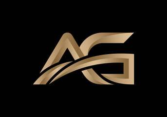 Leinwandbilder - lLuxury Abstract Logo Design Initial Letter AG Vector Template Illustration