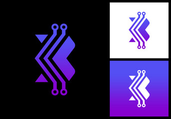 Leinwandbilder - Modern Technology Circuit Geometry Logo with Initial B