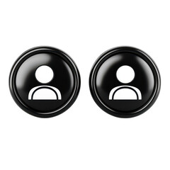 Poster - Two glossy black circular buttons featuring white user profile icons isolated on transparent background