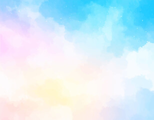 Wall Mural - pastel ink flow with gold detail. vibrant rainbow watercolor wash. fantasy pastel sky illustration. 