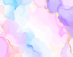 Wall Mural - colorful watercolor ink swirls. elegant pink and blue background. dreamy multicolor ink texture. wat